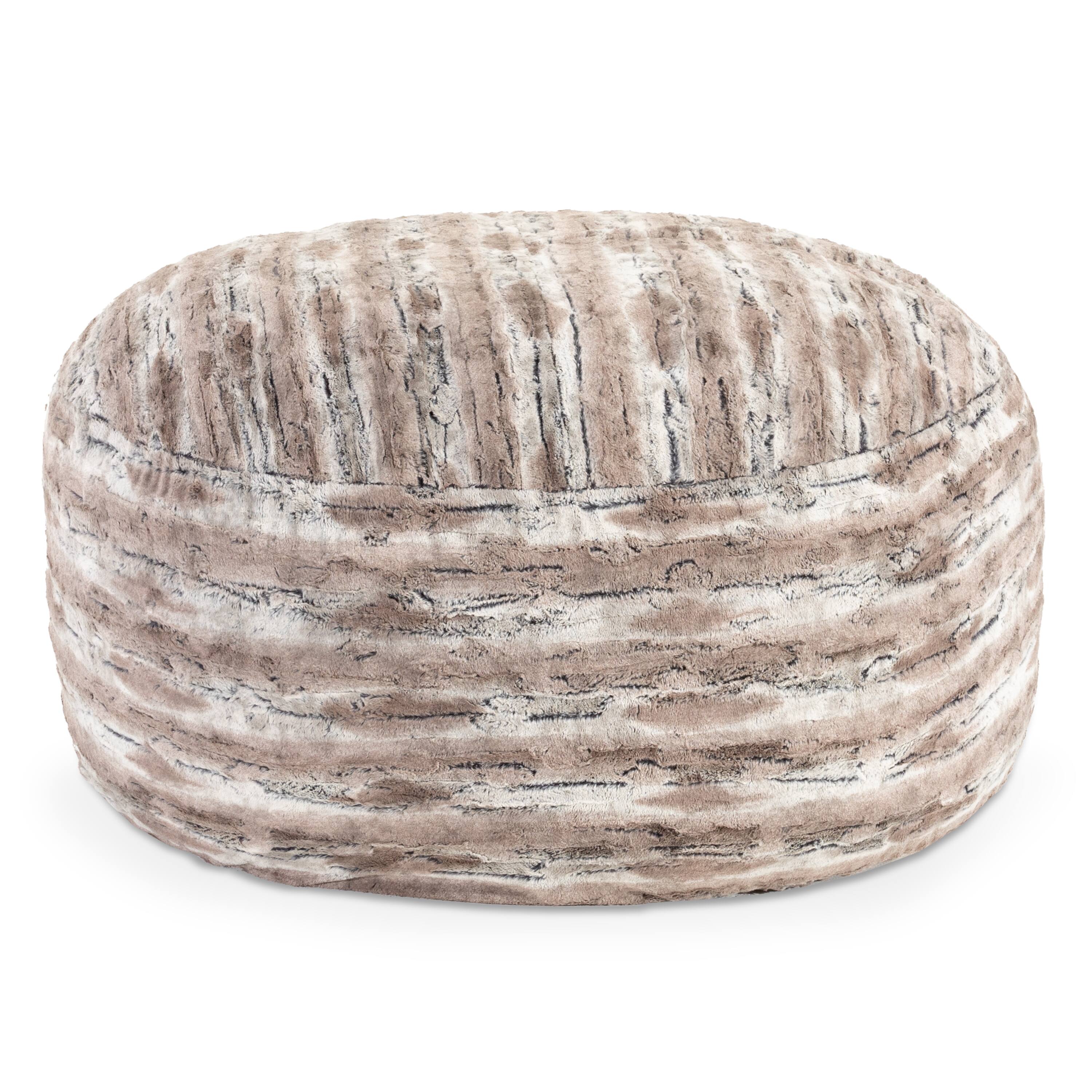 Front. Jaxx - Jaxx 5 Foot Saxx Bean Bag Chair For Adults - Luxe Faux Fur, Mountain Fox - Luxe Faux Fur - Mountain Fox.