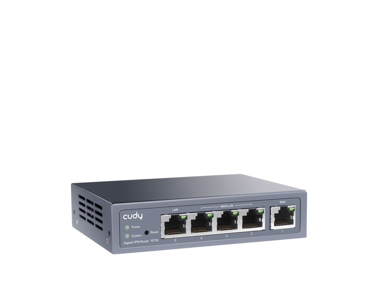 cudy Power Reset System  
VPN Router R700  
Gigabit LAN  
5 I 4 I WAN/LAN I 3 I 2 WAN I 1