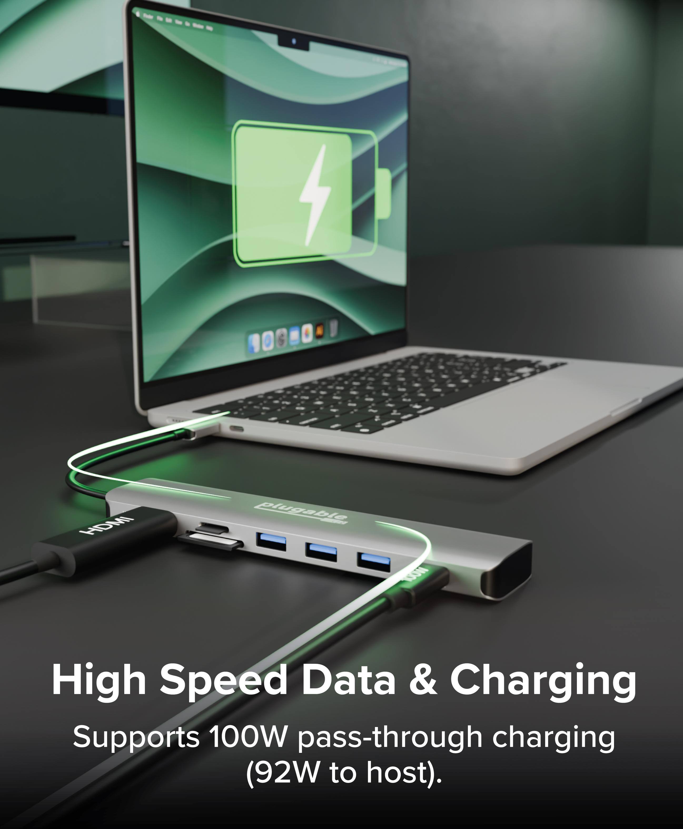 4 a HDIA plugable LCOM High Speed Data & Charging Supports 100W pass-through charging (92W to host).