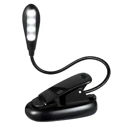 Front. Kitcheniva - Battery Clip-On LED Reading Light Flexible Lamp - Black.