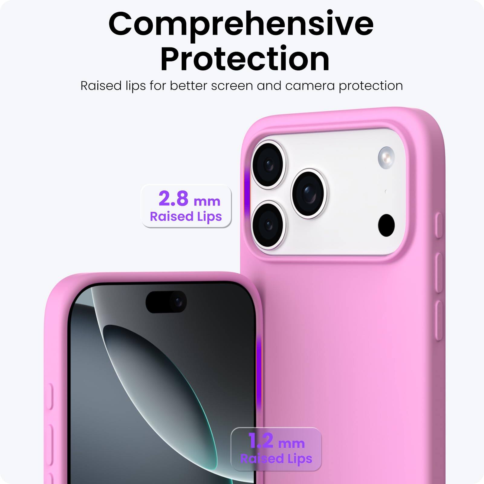 Comprehensive Protection

Raised lips for better screen and camera protection

2.8 mm Raised Lips

1.2 mm Raised Lips