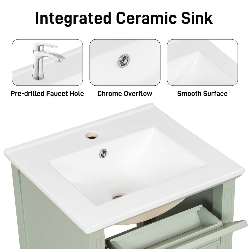 Integrated Ceramic Sink  
Pre-drilled Faucet Hole  
Chrome Overflow  
Smooth Surface