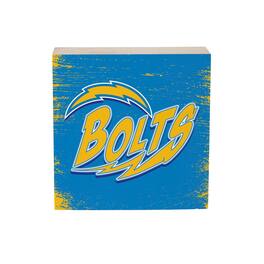 Evergreen Enterprises - Los Angeles Chargers 6" Square Fan Chant Wood Block Shelf Sign - Multicolor