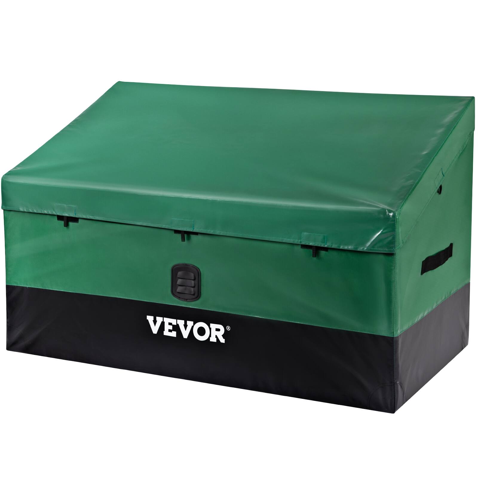 Front. VEVOR - Outdoor Storage Box, 100 Gallon Waterproof PE Tarpaulin Deck Box with Galvanized Frame,All-Weather Protection & Portable - Brown, Black.