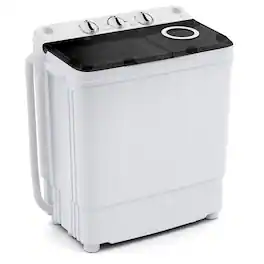 Portable Washing Machine 17.6 lb. Twin Tub Laundry Washer with Drain Pump Grey