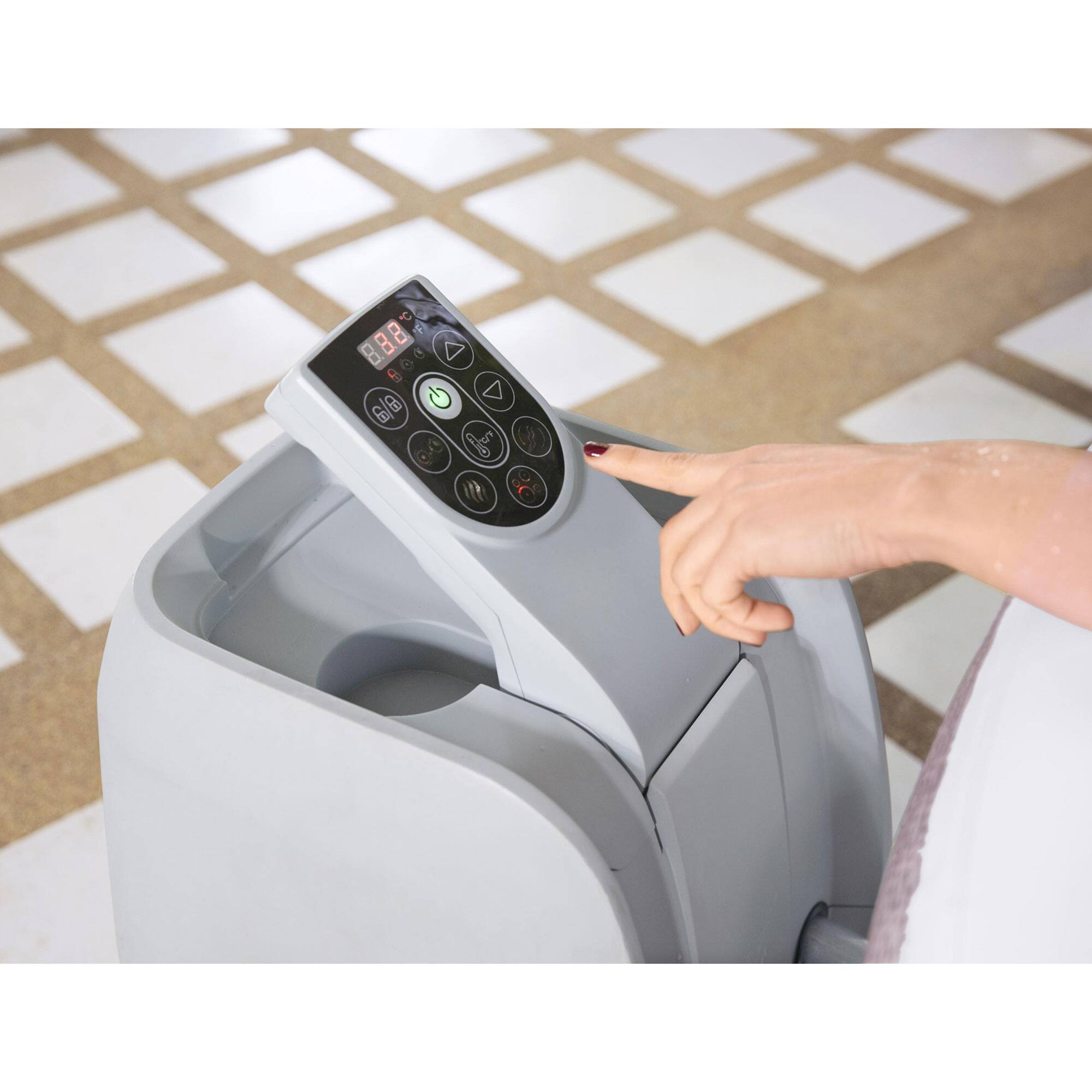 Left. Bestway - 71 x 26 Inch 4 Person Inflatable Cancun AirJet Hot Tub Pool Spa - Gray.