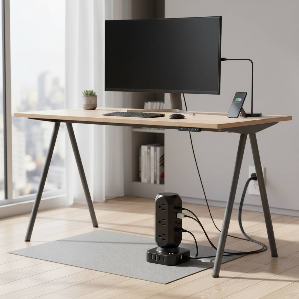 Alt View 2. Dazzed Corner - Power Strip Tower, 10FT Surge Protector Power Strip - Black.