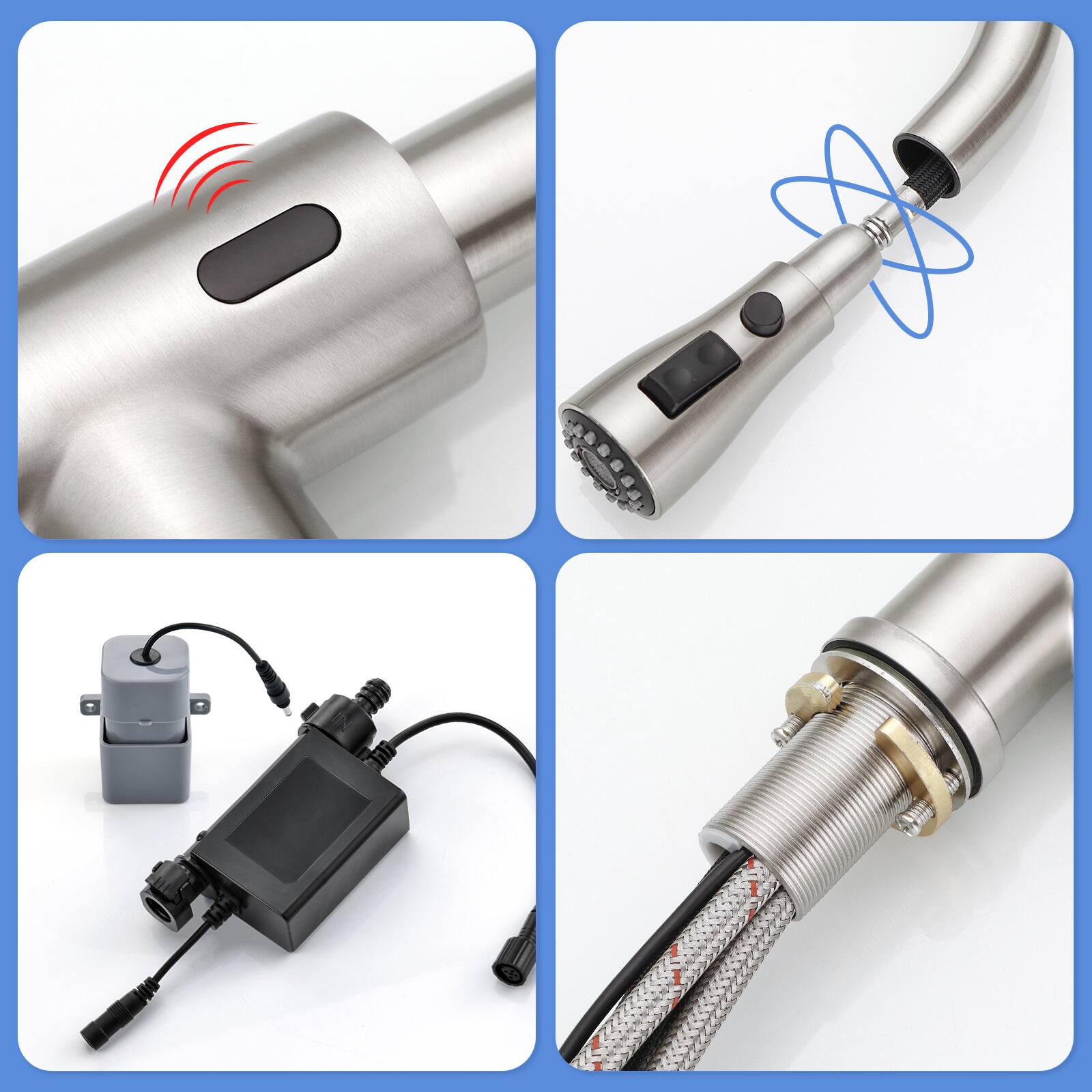 Left. TinyHomie - Touchless Kitchen Faucet Hands Free Smart Stainless Steel - white.