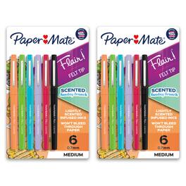 Paper Mate - Flair, Scented Felt Tip Pens, Assorted Sunday Brunch Scents & Colors, 0.7mm, 6 Per Pack, 2 Packs