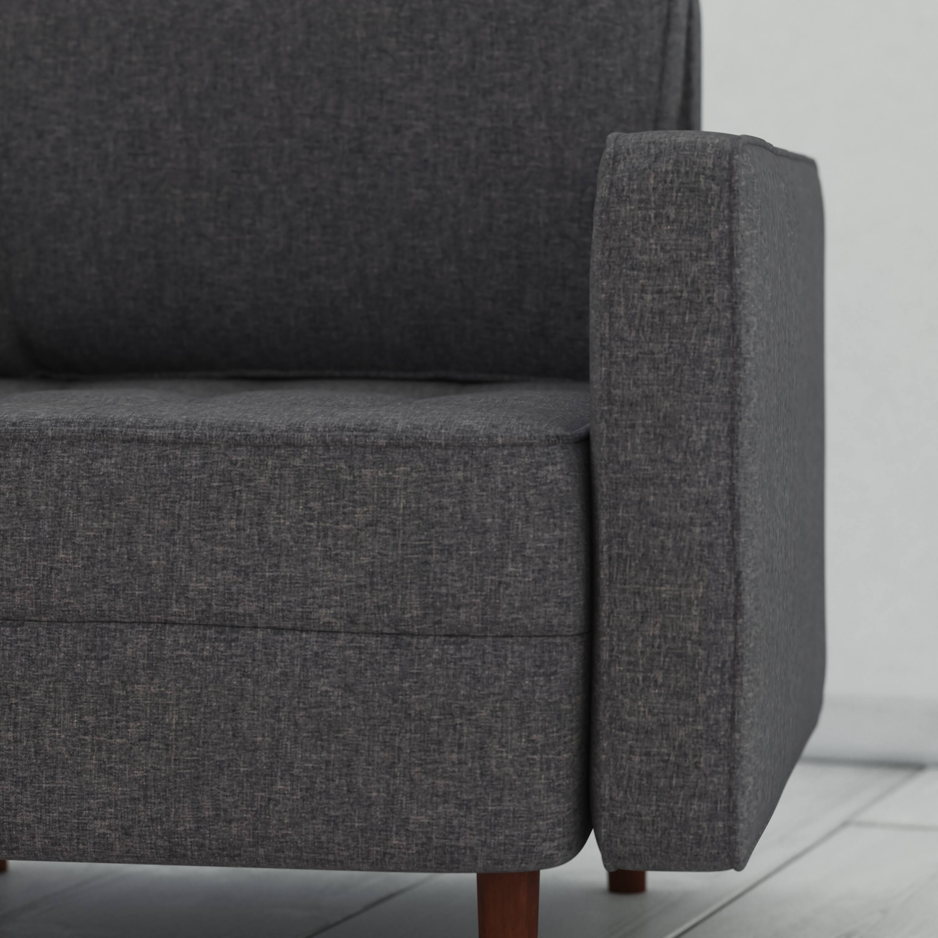 Alt View 4. Emma + Oliver - Holden Upholstered Mid-Century Modern Pocket Spring Accent Chair with Wooden Legs and Removable Back Pillows - Dark Gray.