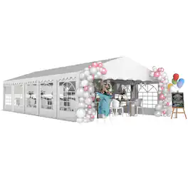 Outsunny - 16.5' x 33' Party Tent, Heavy Duty Large Outdoor Canopy Tent Shelter with Removable Sidewalls - White