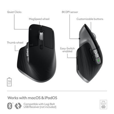 Logitech MX Anywhere 3S for Mac, mouse wireless Bluetooth compatto, 8000 DPI su qualsiasi superficie, Flip Logitech MX Anywhere 3S for Mac, mouse wireless Bluetooth compatto, 8000 DPI su qualsiasi superficie, Flip