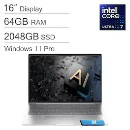 HP - Upgraded - ProBook 460 G11 16" FHD+ Business AI PC Laptop - Intel Core Ultra 7 - 64GB MRA - 2TB Memory - Windows 11 Pro - Silver