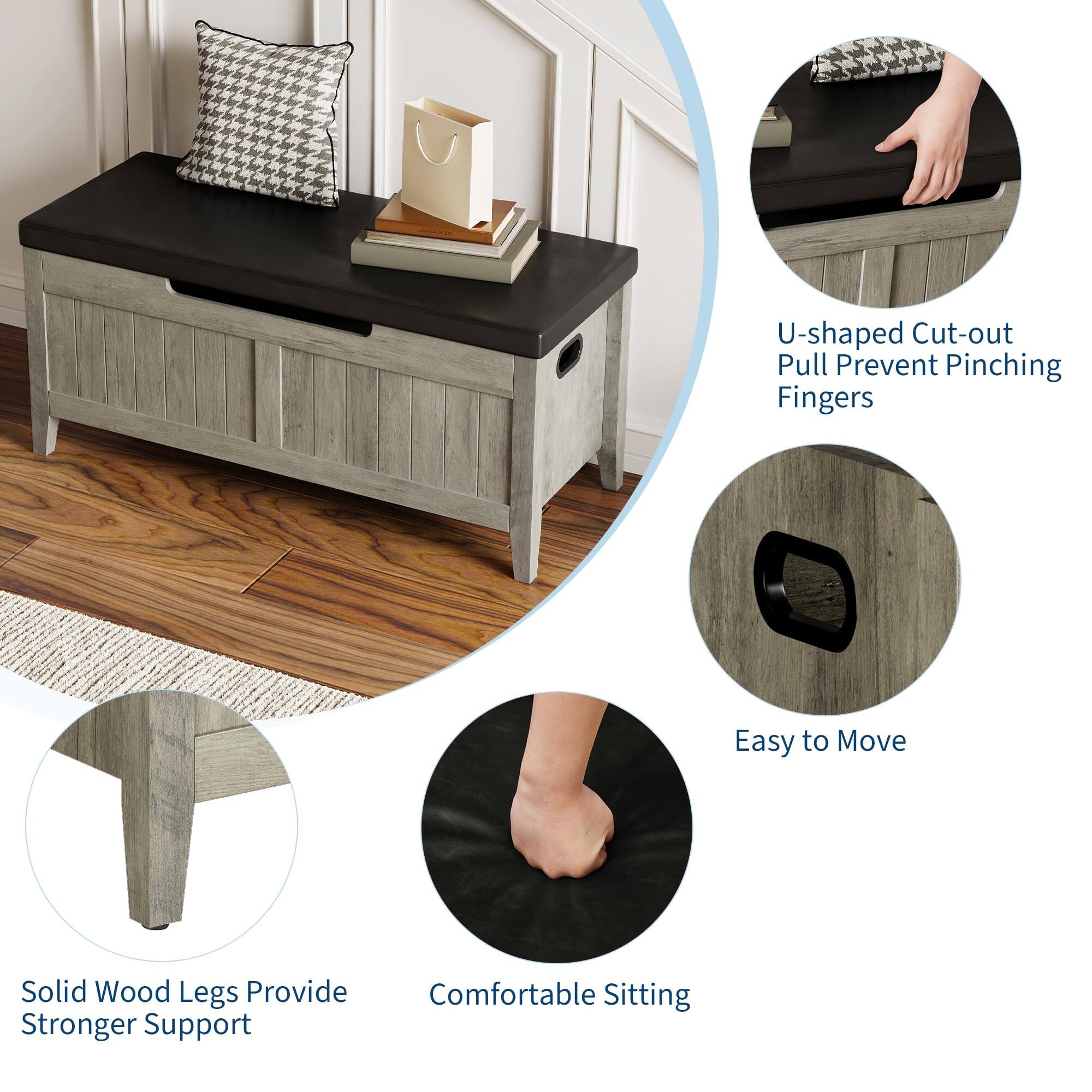 - U-shaped Cut-out Pull Prevent Pinching Fingers
- Solid Wood Legs Provide Stronger Support
- Comfortable Sitting
- Easy to Move