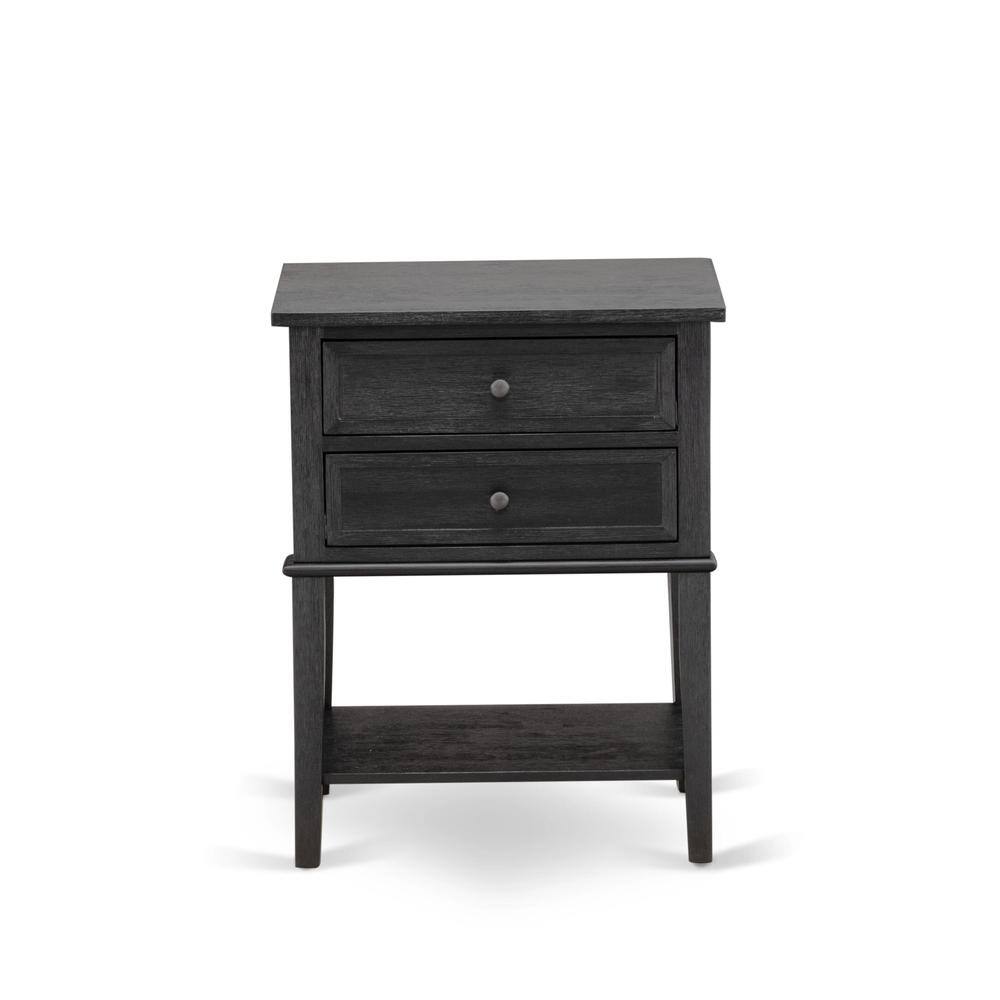 Angle. East West Furniture - KD18F-1VL06 2 Piece Wooden Bedroom Set - Wood Bed Frame Brown Headboard with 1 Nightstand - Black Finish Legs - Brown.