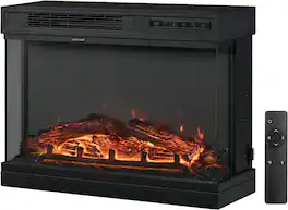 Winado - 24" Electric Fireplace Insert, 1500W Wall-mounted/Built-in Fireplace Heater with Remote Control, 12 Colors Adjustable - Black