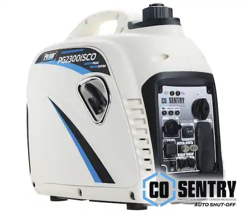 INVERTER GENERATOR
PG2300iSCO
2300W PEAK
1800W RATED
CO SENTRY
PROTECTION AGAINST CARBON MONOXIDE
AUTO SHUT-OFF
OVERLOAD OUTPUT
12V DC CA
12V DC BA
120V AC 1A
ECONOMY
OFF
ON
NEUTRAL FLOATING
CO SENTRY
PROTECTION AGAINST CARBON MONOXIDE
AUTO SHUT-OFF