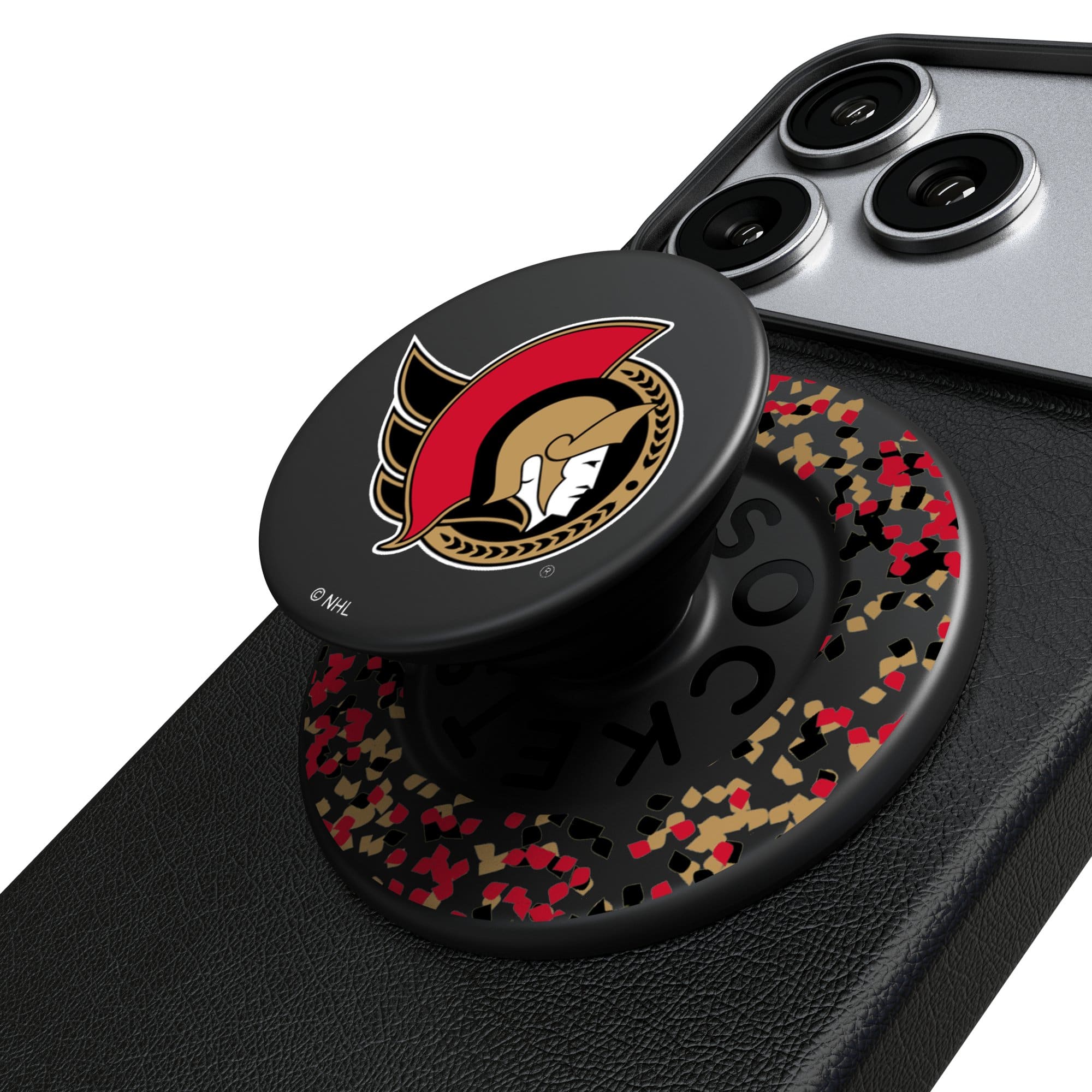 Keyscaper - Ottawa Senators Confetti Magnetic Phone Grip & Stand - No Size - Black