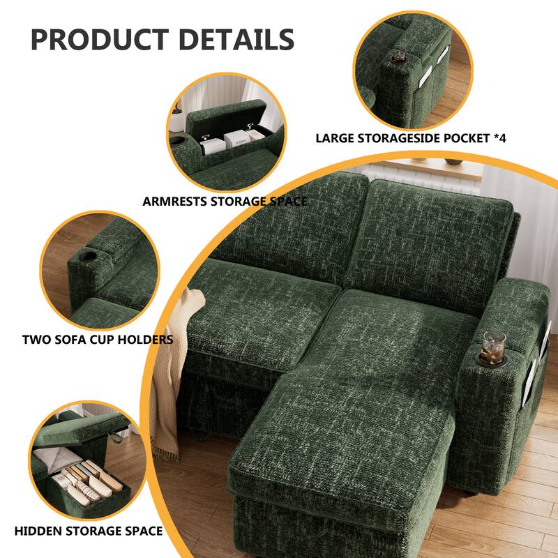 PRODUCT DETAILS

- LARGE STORAGE SIDE POCKET *4
- ARMRESTS STORAGE SPACE
- TWO SOFA CUP HOLDERS
- HIDDEN STORAGE SPACE