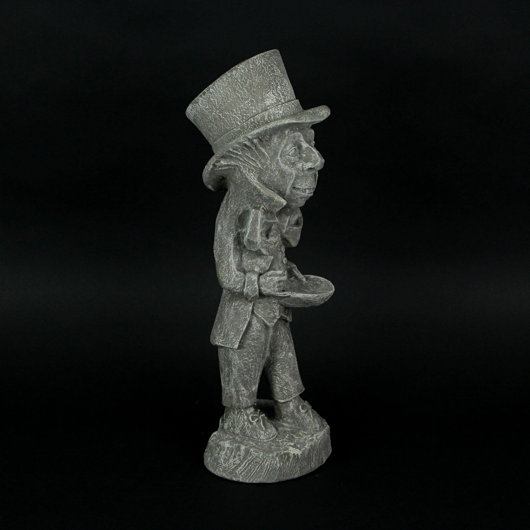 Alt View 4. Things2Die4 - Mad Hatter Alice in Wonderland Light Gray Finish Statue 19 in-CEMENT - Grey.