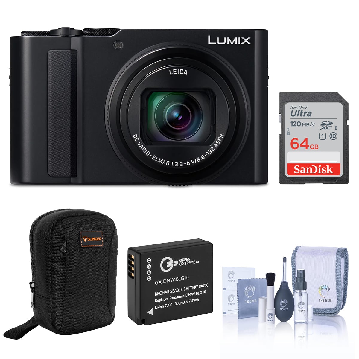 Bundle Panasonic LUMIX ZS300 4K Compact Digital Camera, Black