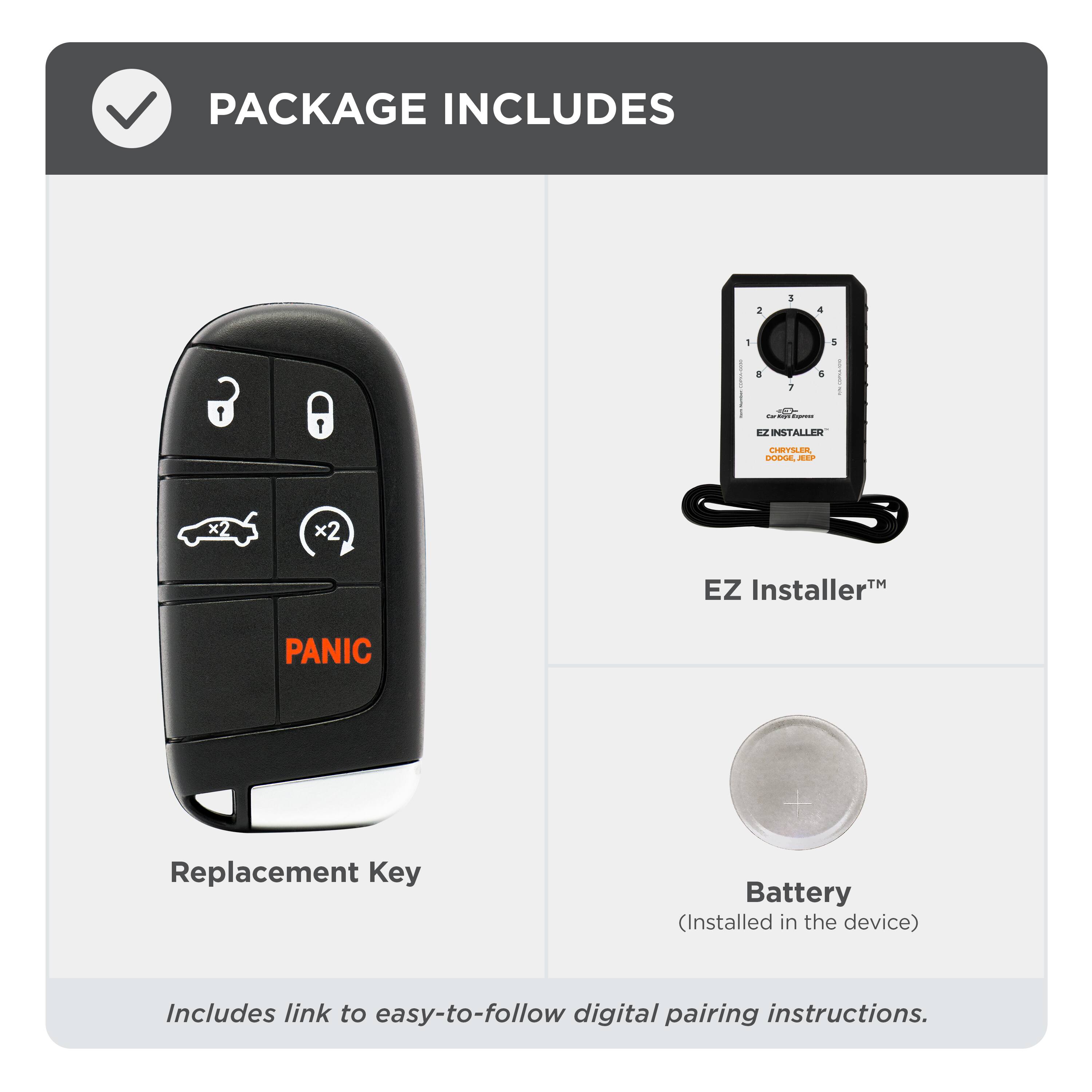 PACKAGE INCLUDES

- Replacement Key
- EZ Installer™
- Battery (Installed in the device)

Includes link to easy-to-follow digital pairing instructions.