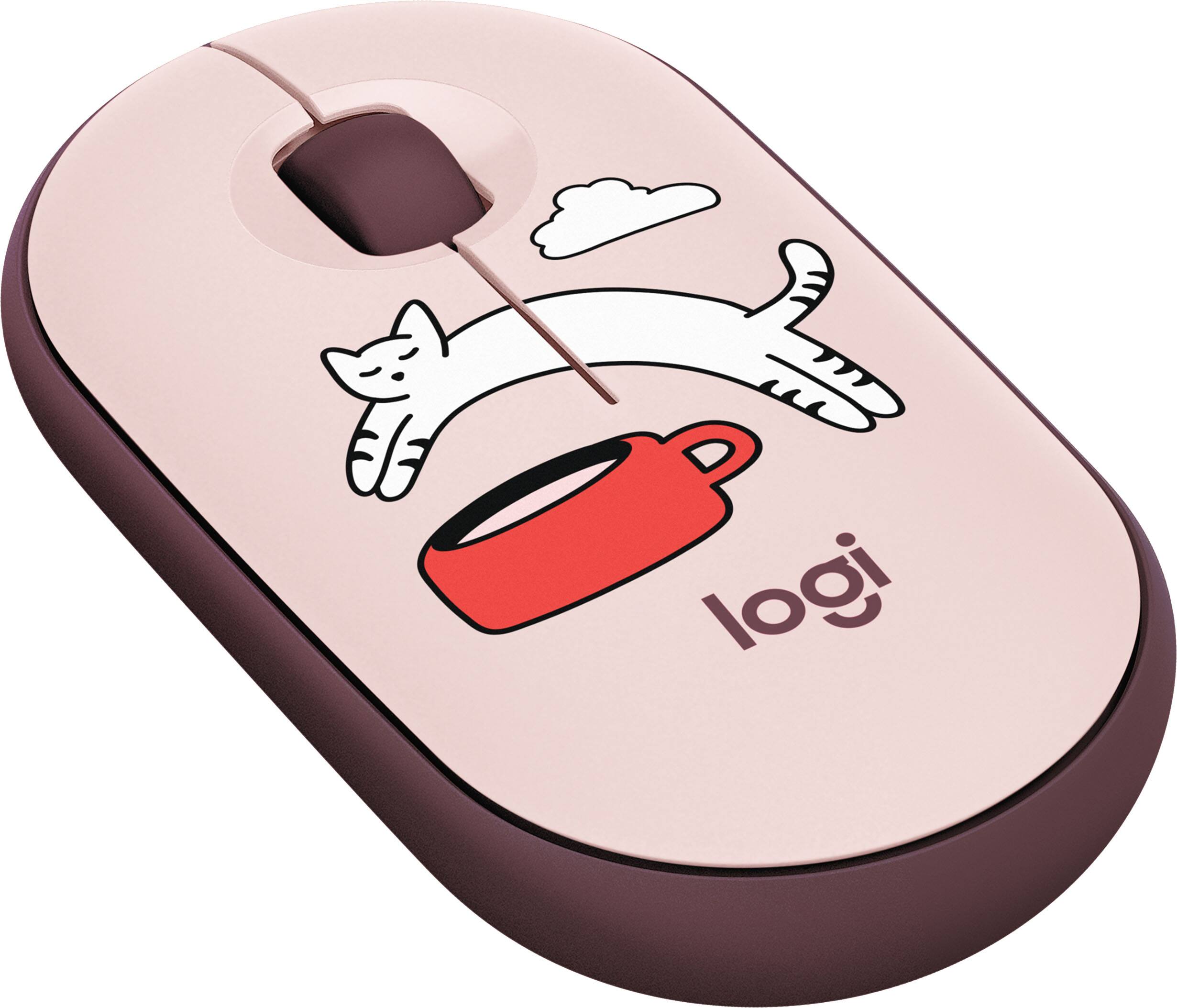 Alt View 2. Logitech - Logitech Pebble Mouse 2 M350s Slim Bluetooth Wireless Mouse with Customizable Button and Quiet Clicks - Coffee Cat.