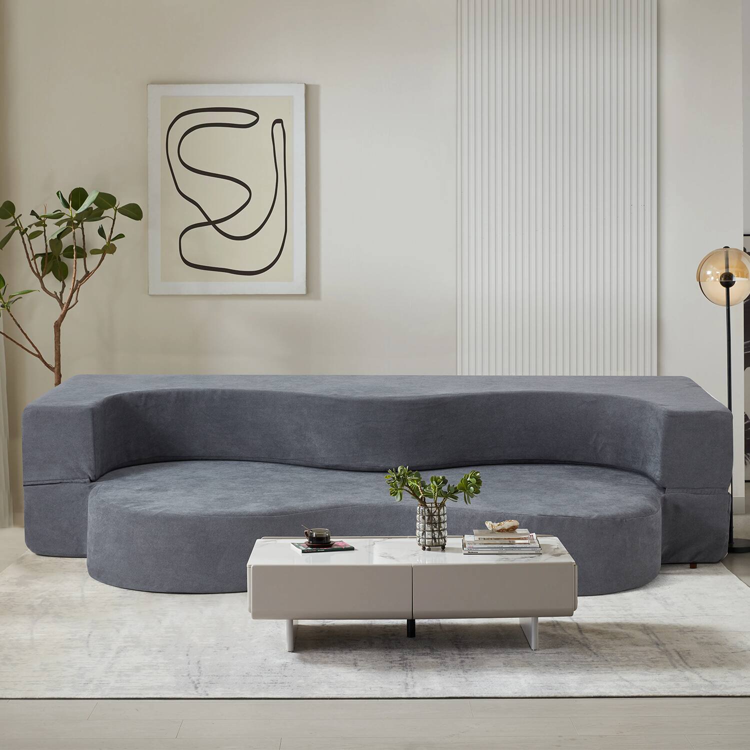 Alt View 5. U-HOMY - High-Density Foam Folding Sofa Bed: Convertible Floor Couch for Living Room, Guest Room, and Bedroom - Grey.