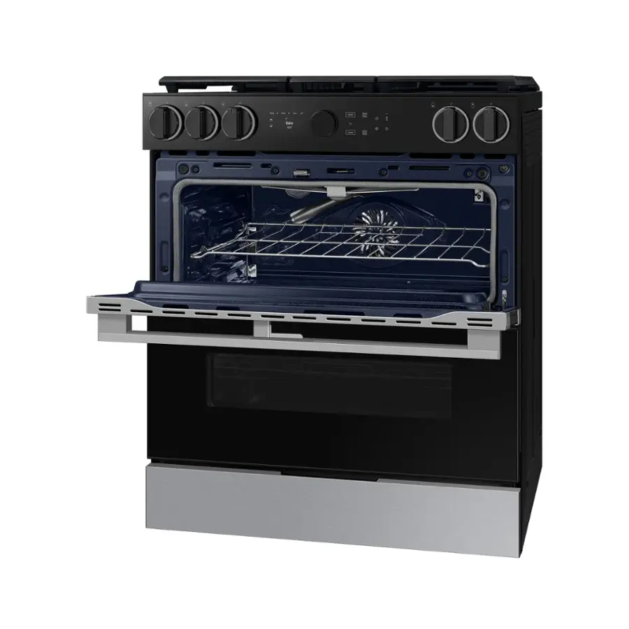 Alt View 21. Samsung - Bespoke 6.0 Cu. Ft. Slide-In Gas Convection Range with Flex Duo Convertible Double Oven Technology - Stainless Steel.