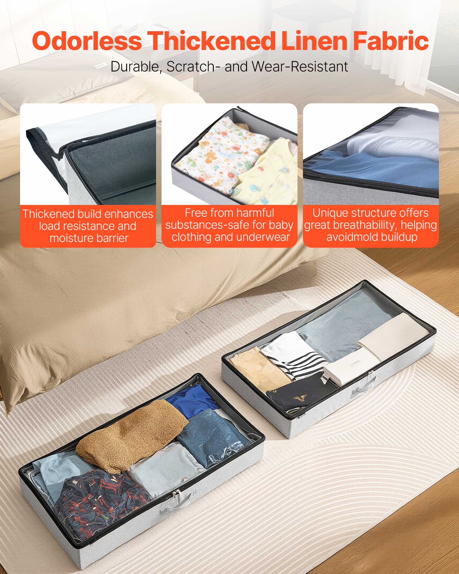 Odorless Thickened Linen Fabric  
Durable, Scratch- and Wear-Resistant  

- Thickened build enhances load resistance and moisture barrier  
- Free from harmful substances—safe for baby clothing and underwear  
- Unique structure offers great breathability, helping avoid mold buildup