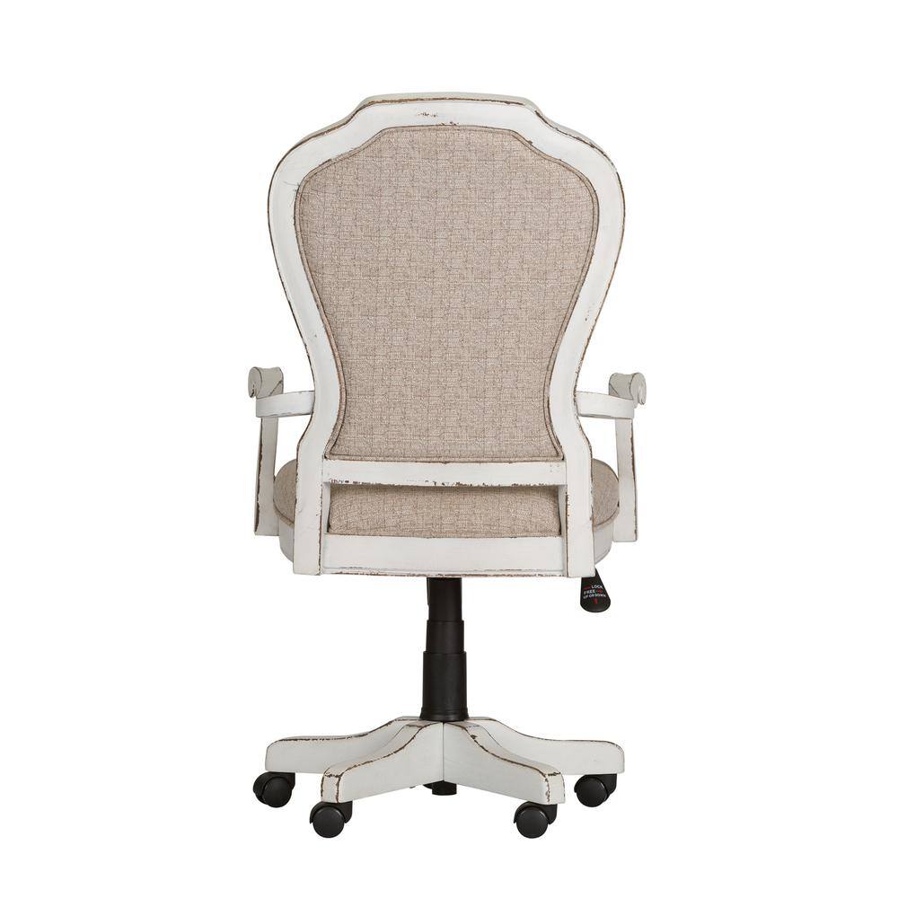 Angle. Liberty Furniture Industries - Magnolia Manor Jr Executive Desk Chair in Antique White - White.