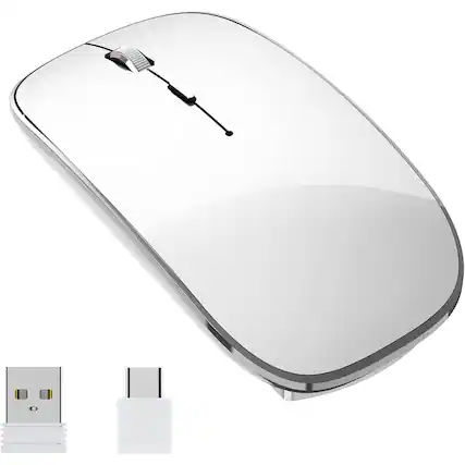 Front. Cedar Assembly - Wireless Mouse Chargeable Portable Silent Wireless Mouse USB and Type C Dual Mode Wireless Mouse 3... - White.