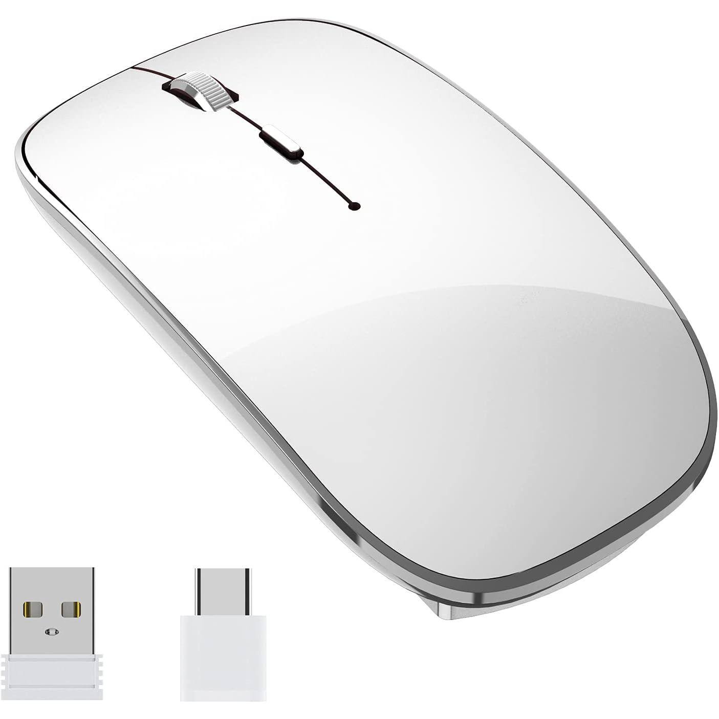 Cedar Assembly - Wireless Mouse Chargeable Portable Silent Wireless Mouse USB and Type C Dual Mode Wireless Mouse 3 - Wireless - White
