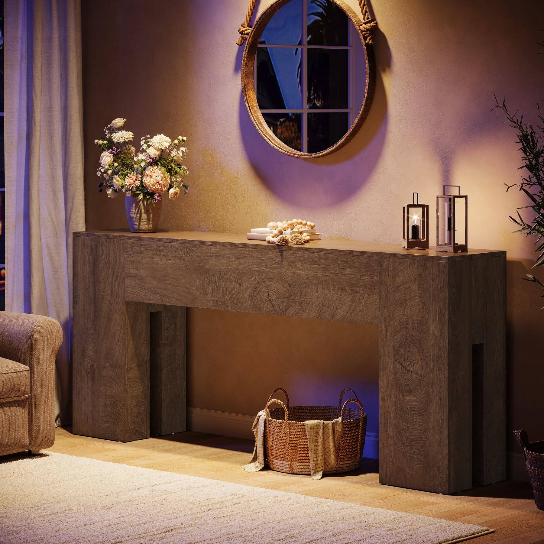 Alt View 1. Tribesigns - 71-Inch Long Console Table for Entryway, Farmhouse Sofa Console Behind Couch, Entry Table for Hallway, Foyer, Living Roo - Oak.