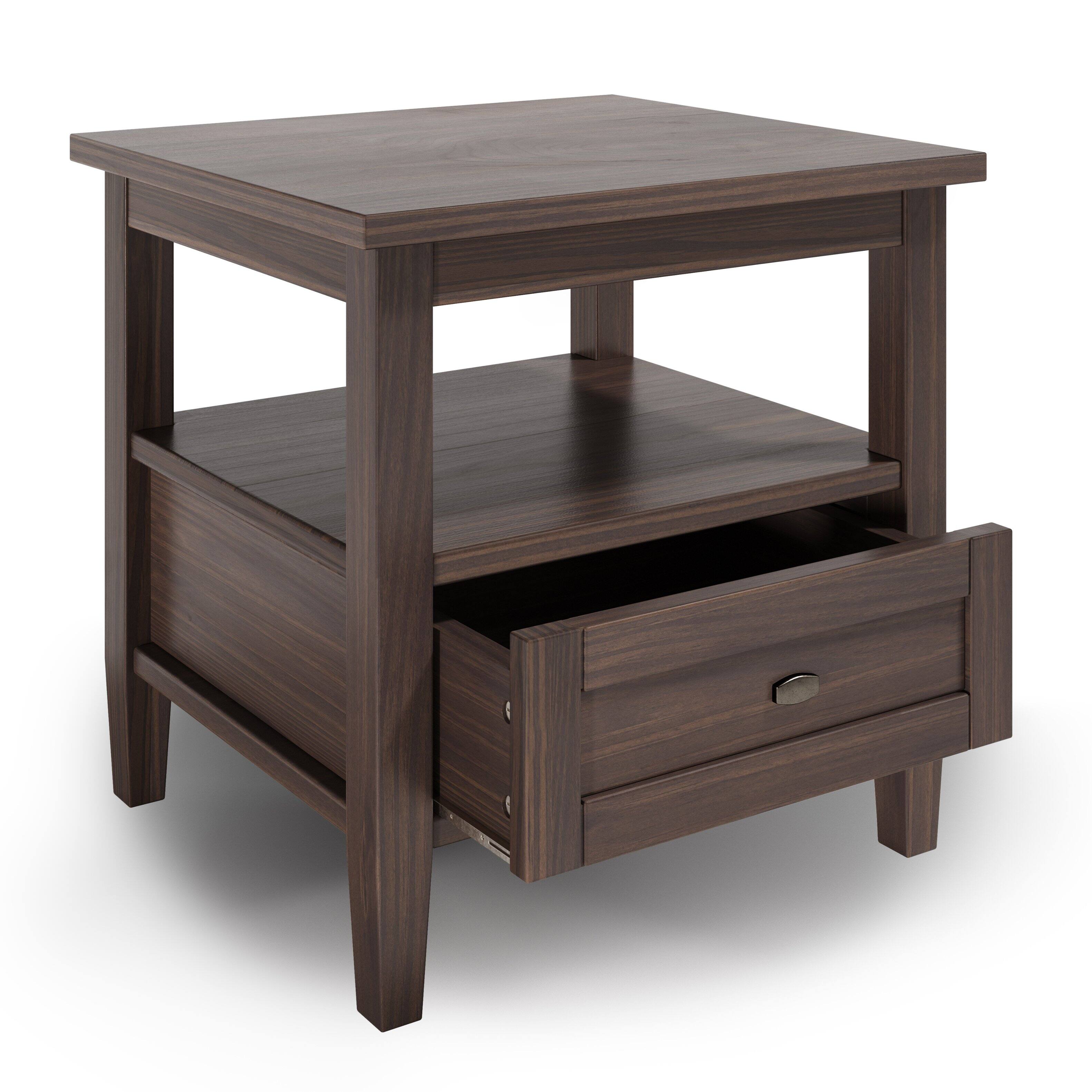 Left. Simpli Home - Warm Shaker 20 inch End Table (Set of 2) - Warm Walnut Brown.