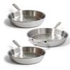 Front. Alva - Alva Maestro 5-Ply Stainless Steel Frying Pan 3-Piece Set - Oven Safe and Toxin-Free Cookware - Silver.