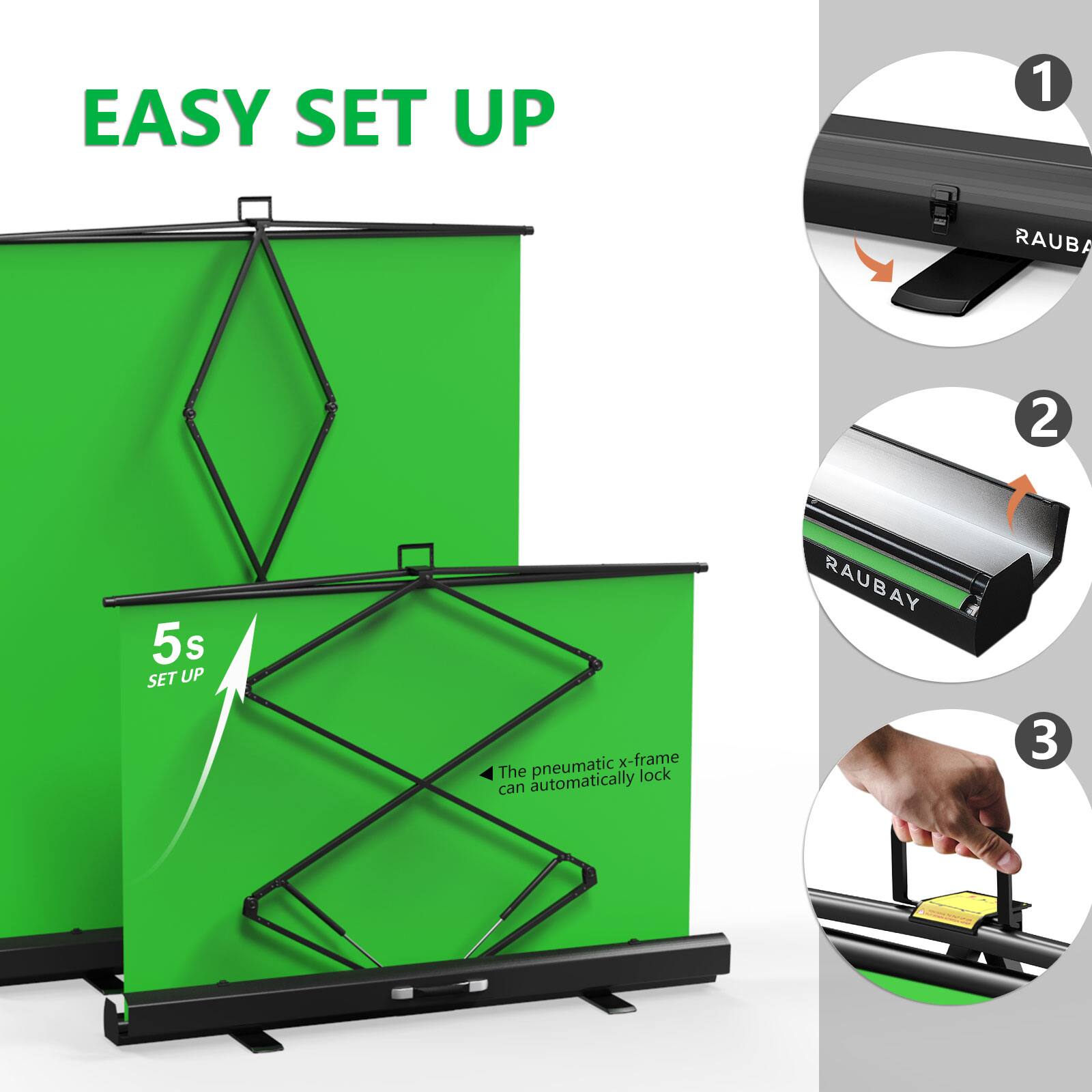 RAUBAY 5′x 6.9′ Collapsible Screen Backdrop Portable Retractable