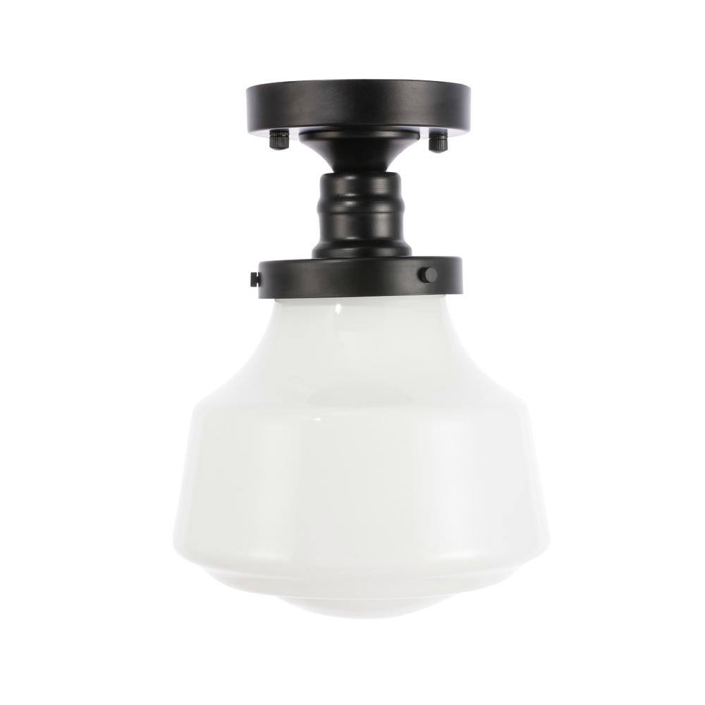 Alt View 8. Living District - Lyle 1 light Black and frosted white glass Flush mount - Black And Frosted White Glass.