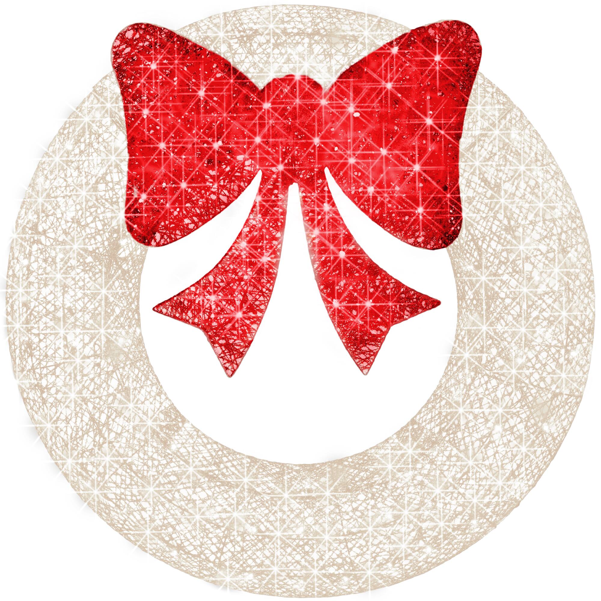 Front. Best Choice Products - Best Choice Products 30in Pre-Lit Outdoor Christmas Wreath, LED Metal Holiday Decor w/ 100 Lights, Bow - White/Red - White/Red.