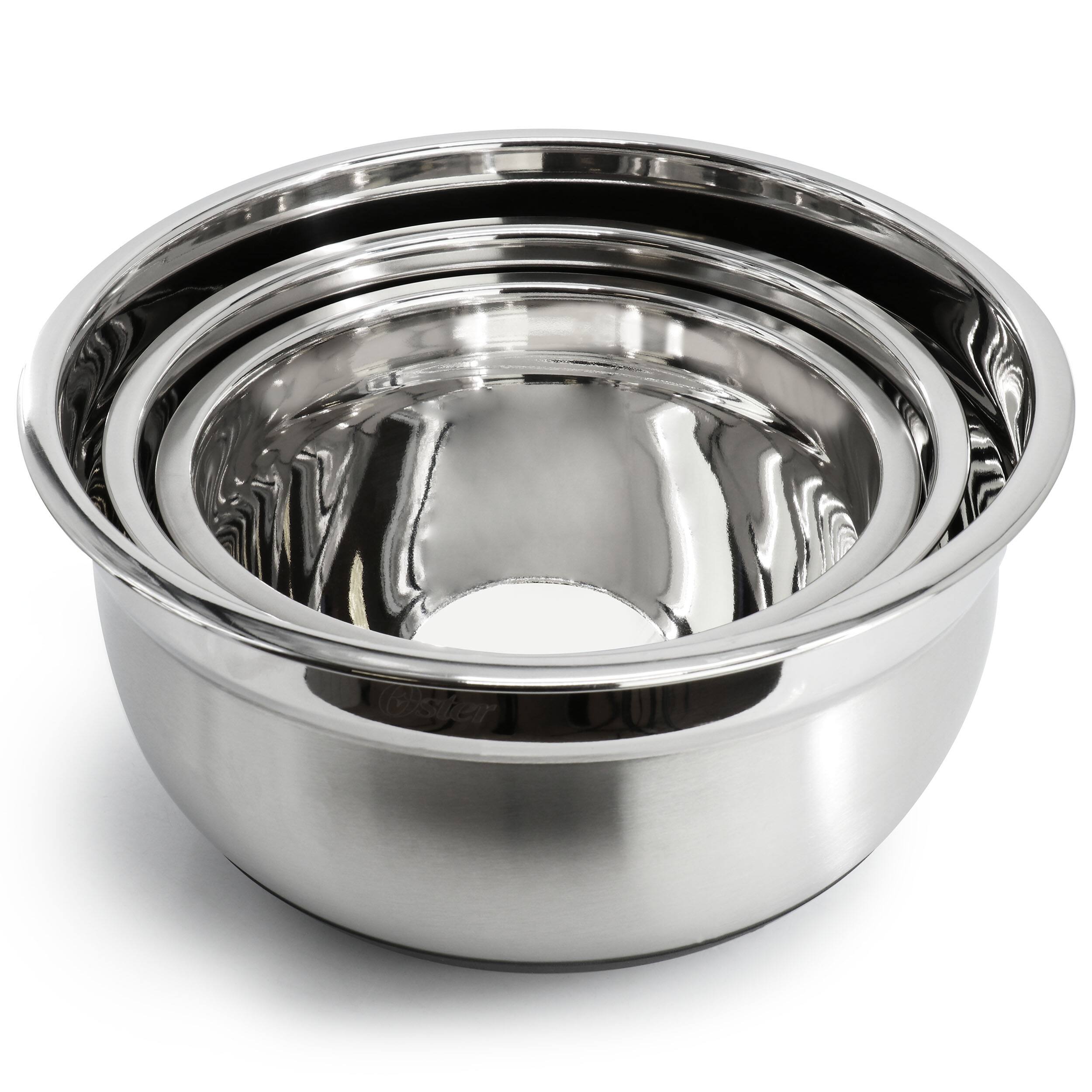 Alt View 3. Oster - Oster Oswalt 3 Piece Mixing Bowl Set with Non-Slip Bases in Silver - Silver.