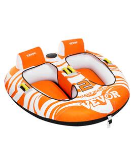 VEVOR - Towable Tubes for Boating 2 Person, Inflatable Boat Tubes and Towables with 2 Cockpits, 340lbs Water Sport Tubes - Red,Orange,Yellow