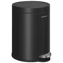 Songmics Home - Bathroom Trash Can, 1.6 Gallon (6 L) Small Toilet Garbage Bin with Lid, Soft-Close, Stainless Steel, Pedal, Inner Bucket - Ink Black
