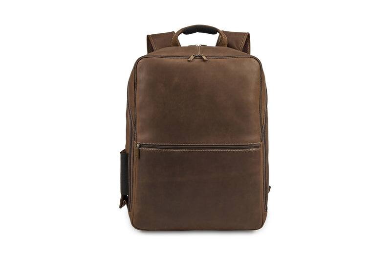 Front. Luxorro - Leather Backpack for men. Fits 13" Laptop - Dark Brown.