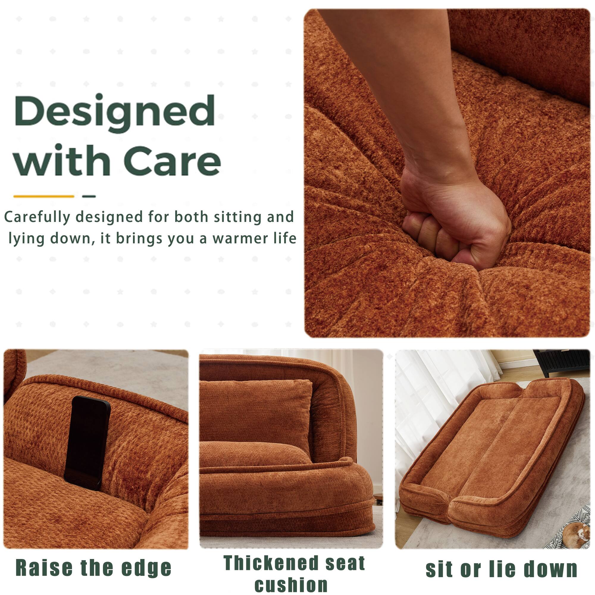 Designed with Care  
Carefully designed for both sitting and lying down, it brings you a warmer life  

Raise the edge  
Thickened seat cushion  
sit or lie down