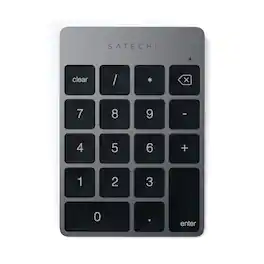 Satechi - Slim Aluminum Bluetooth Wireless Keypad - 18 Keys, Rechargeable Numpad for MacBook, iPad, iMac, PC - Space Gray
