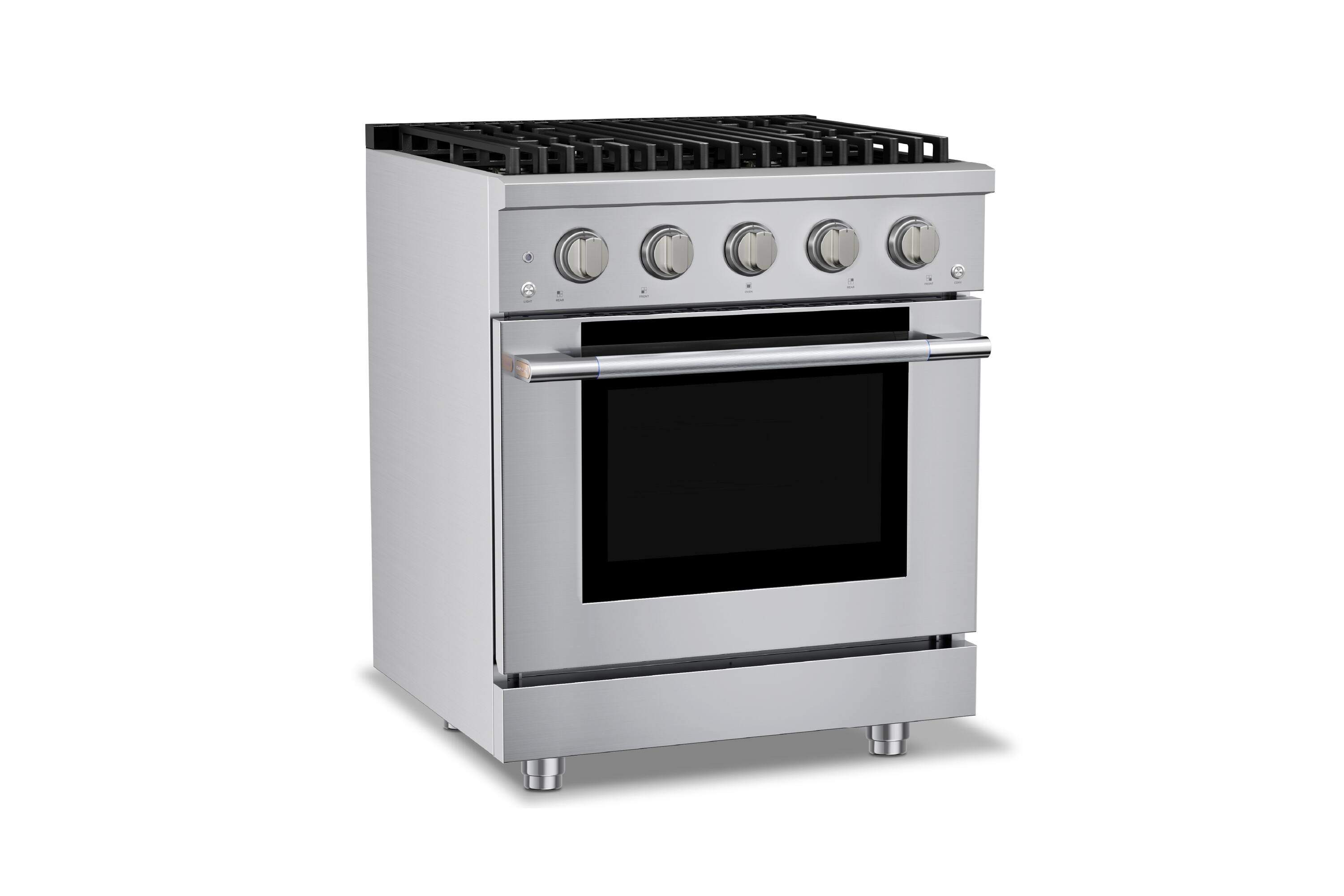Alt View 3. Hauslane - HausPro 30 in. 4 Burners (20,000 BTU) Freestanding Dual Fuel Range - Stainless Steel.