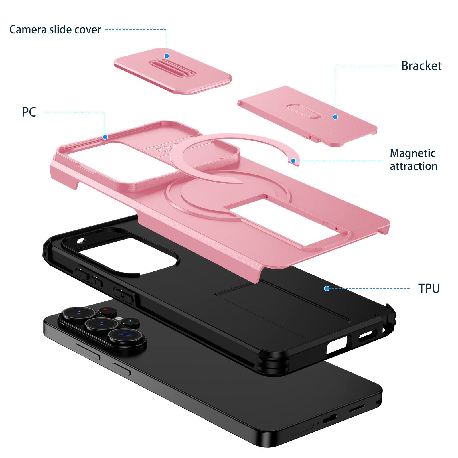 Camera slide cover  
Bracket  
PC  
Magnetic attraction  
TPU