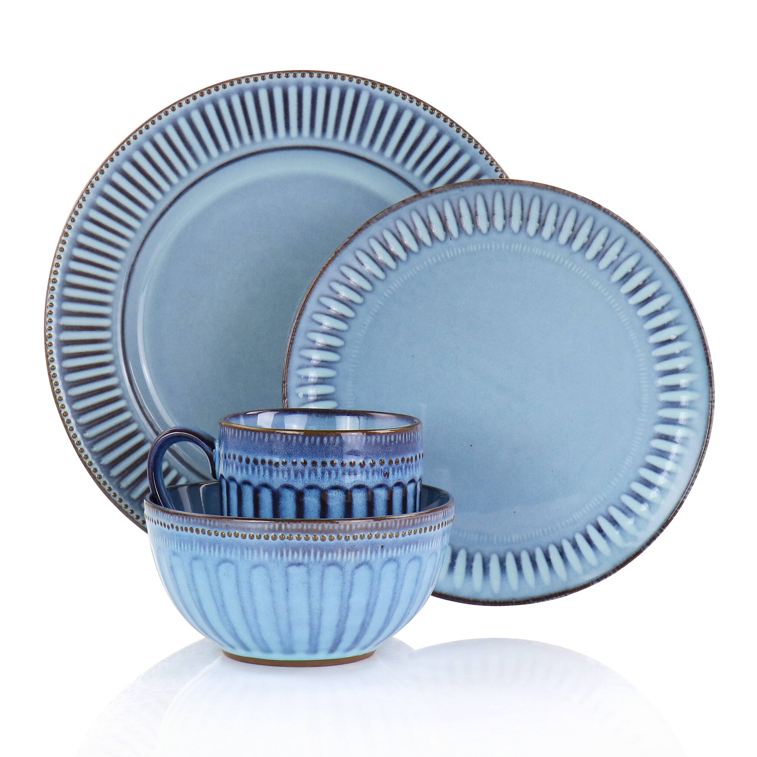 Alt View 1. Gibson - Gibson Elite Mendocino 16 Piece Stoneware Dinnerware Set in Blue - Blue.