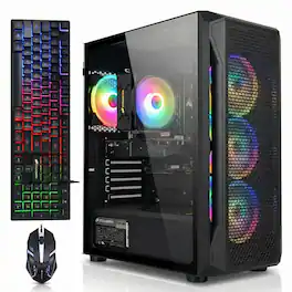 STGAubron - Gaming PC Computer Desktop, Intel Core i7-12800HX up to 4.8GHz, GeForce RTX 3050 6G, 16G DDR5, 1TB SSD, Win11H - Black