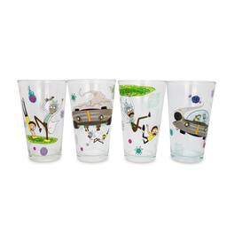 Silver Buffalo - Rick and Morty 16-Ounce Pint Glasses | Set of 4 - Green